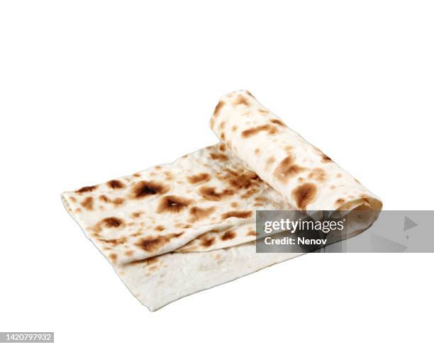 lavash isolated on white background - pitta bread stock pictures, royalty-free photos & images