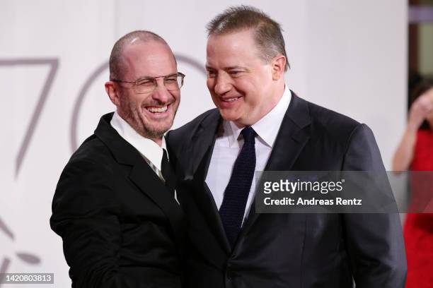 Director Darren Aronofsky and Brendan Fraser attend "The Whale" & "Filming Italy Best Movie Achievement Award" red carpet at the 79th Venice...