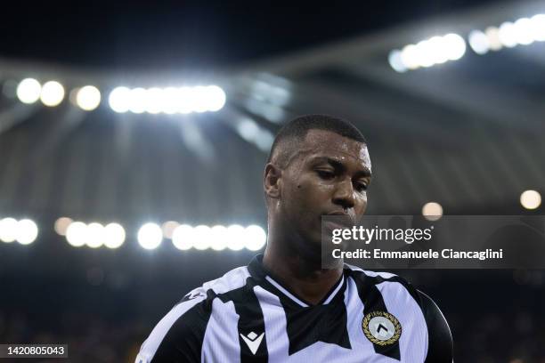 Walace of Udinese Calcio looks on during the Serie A match between Udinese Calcio and AS Roma at Dacia Arena on September 04, 2022 in Udine, Italy.