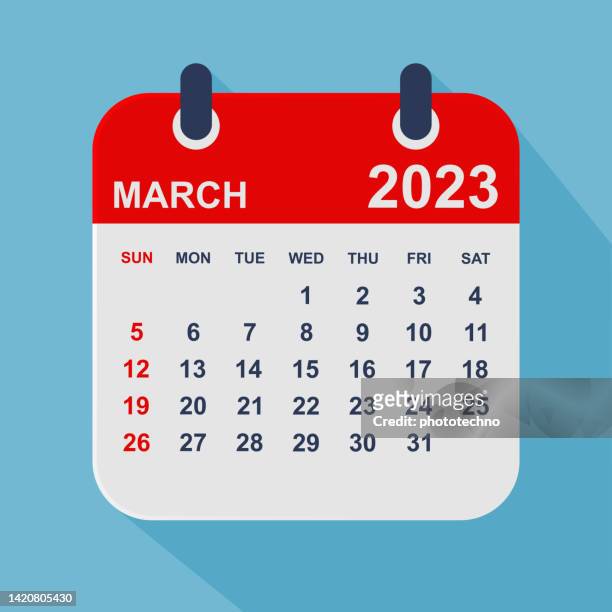 ilustraciones, imágenes clip art, dibujos animados e iconos de stock de hoja del calendario de marzo de 2023. la semana comienza el domingo. ilustración vectorial empresarial - monthly event