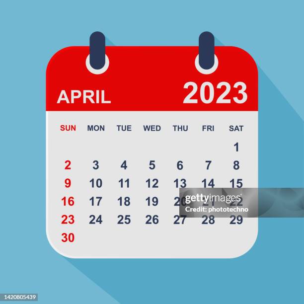 stockillustraties, clipart, cartoons en iconen met april 2023 calendar leaf. week starts on sunday. business vector illustration - calendar