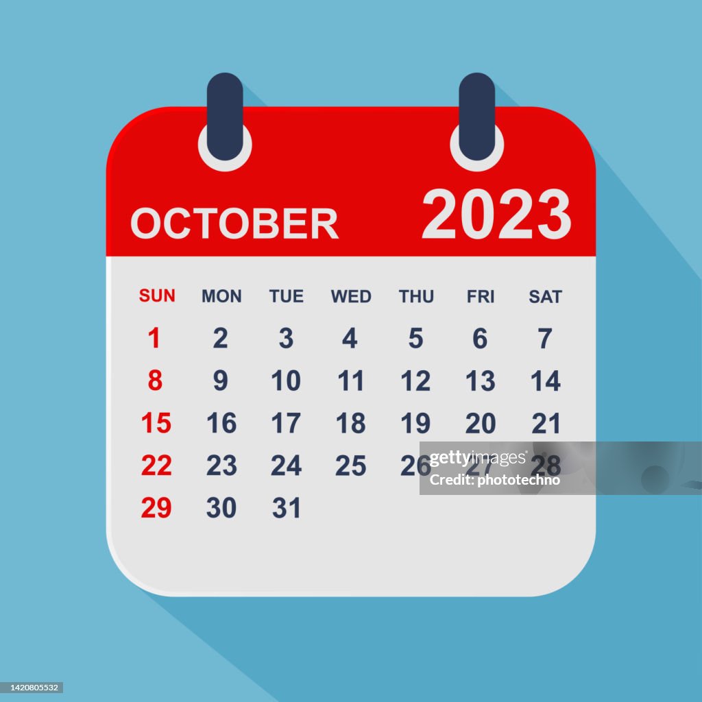 October Week 37 October 2023 Calendar Leaf Week Starts On Sunday Business Vector ...