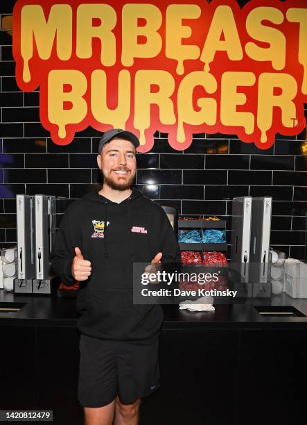 Global YouTube star MrBeast attends the launch of the first physical MrBeast Burger Restaurant at American Dream on September 4, 2022 in East...