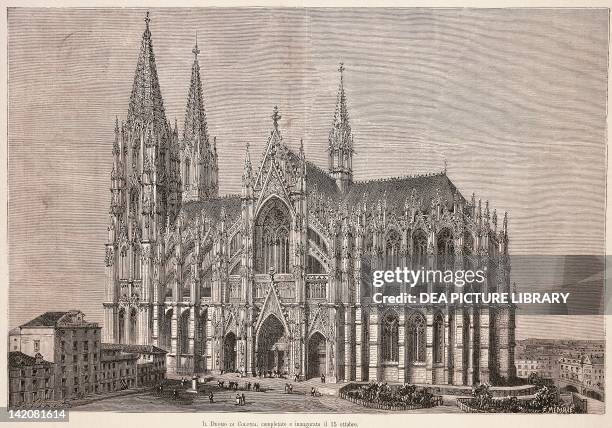 The Cathedral in Cologne, print from L'illustrazione Italiana of 14th November 1880, Germany 19th Century.