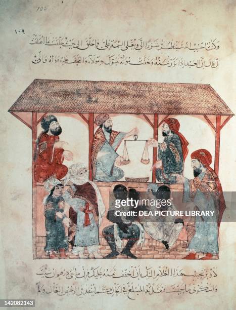 Slave market, Arabic miniature, 15th Century.