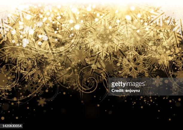 stockillustraties, clipart, cartoons en iconen met glittering golden christmas snowflake design - christmas dark
