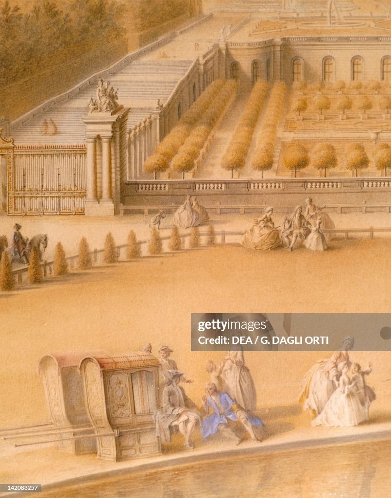 France, Versailles, View of Orangerie and castle