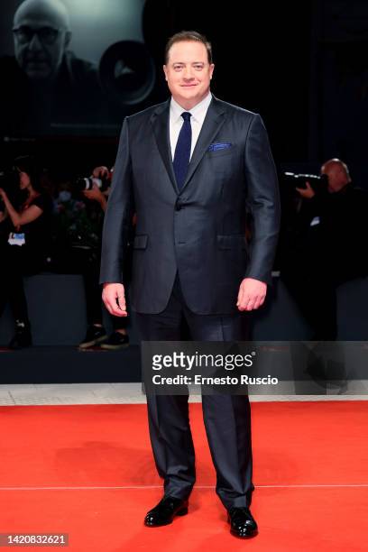Brendan Fraser attends "The Whale" red carpet at the 79th Venice International Film Festival on September 04, 2022 in Venice, Italy.