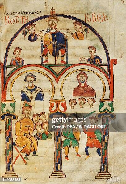 Codex King Robe King Rothari, miniature from The Codex Matritensis leges... News Photo ...