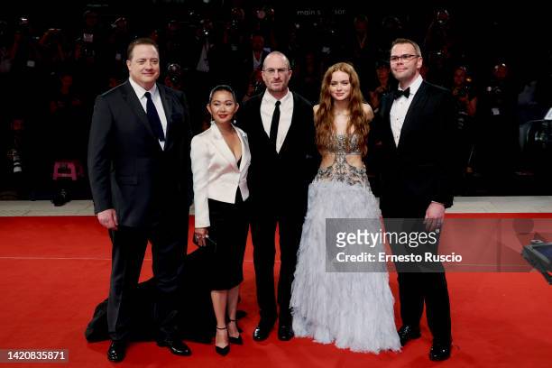 Brendan Fraser, Hong Chau, director Darren Aronofsky, Sadie Sink and Samuel D. Hunter attend "The Whale" red carpet at the 79th Venice International...