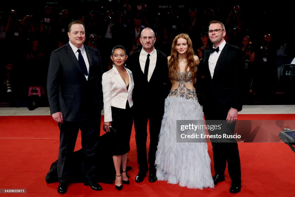 Brendan Fraser, Hong Chau, director Darren Aronofsky, Sadie Sink and