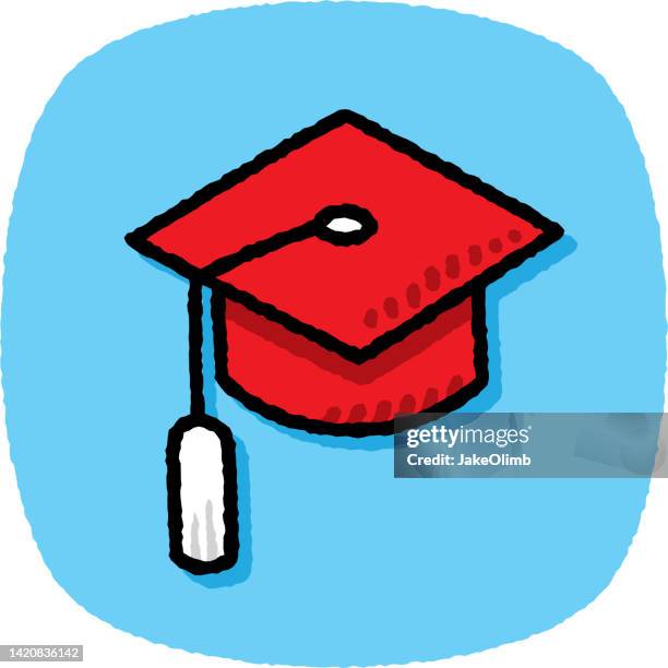 graduation cap doodle 7 - alumni stock illustrations