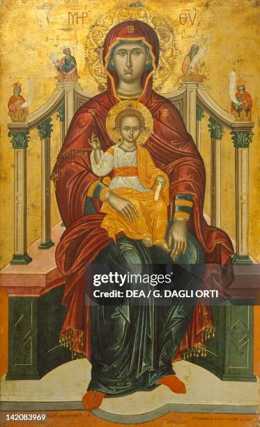 Virgin with Child on the throne, Icon, 17th Century.