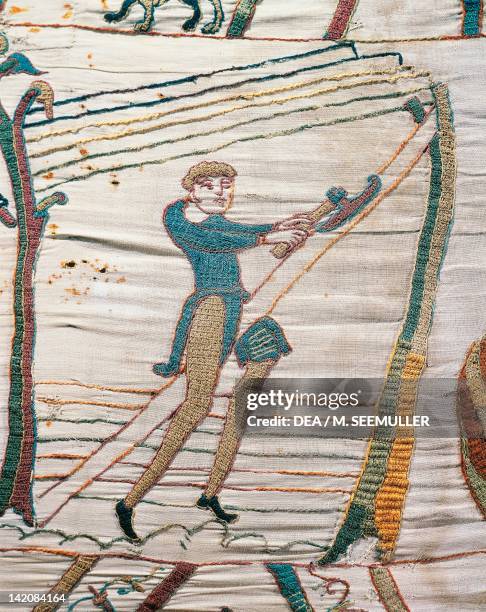 Woodcutting, detail of Queen Mathilda's Tapestry or Bayeux Tapestry depicting Norman conquest of England in 1066, France, 11th century.