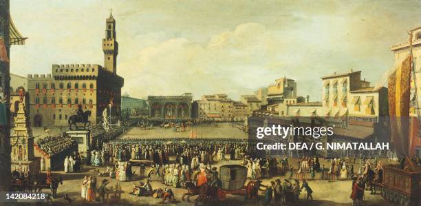 Festival in Piazza della Signoria by Antonio Cioci Italy 18th Century. Oil on canvas,
