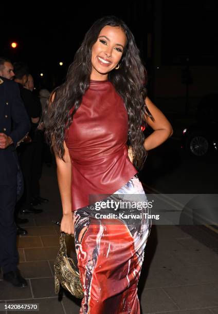 Maya Jama attends Edward Enninful's "A Visible Man" book launch at Claridge's Hotel on September 04, 2022 in London, England.