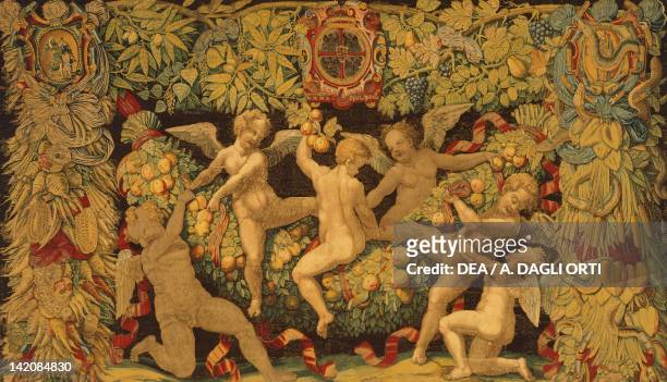 Putti's Games, 16th century tapestry by Flemish weaver Nicolas Karcher , based on a cartoon by Giulio Romano .