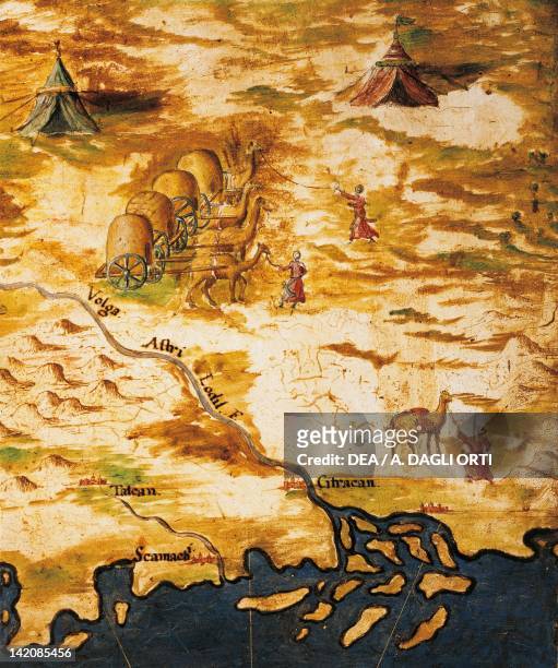 Great Russia: Delta of the Volga River and the Silk Road, by Stefano Bonsignori, 1575-1584. Detail.