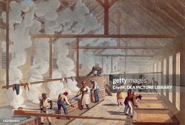 Rum distillery, the West Indies engraving by William Clark.