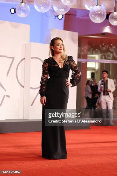 Carolina Crescentini attends "The Whale" red carpet at the 79th Venice International Film Festival on September 04, 2022 in Venice, Italy.