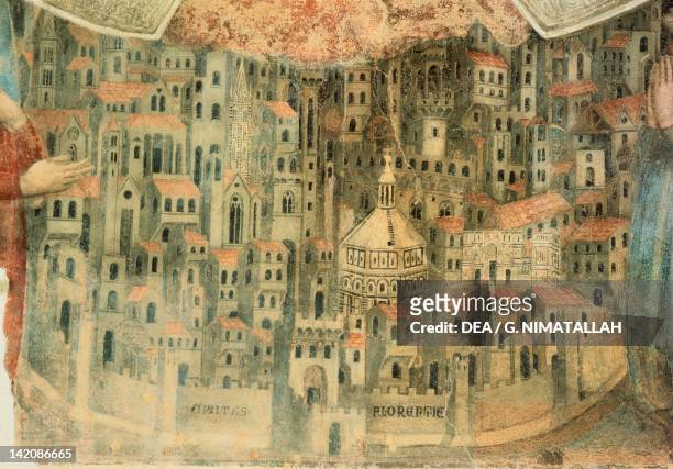 Our Lady of Mercy Church in Florence Italy 14th Century. Fresco, detail.