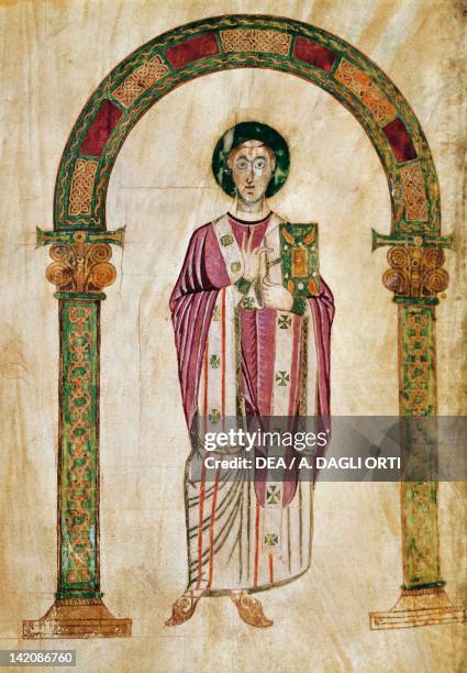 The Deacon Perto, miniature from the Homilies by Saint Gregory, from the Nonantola School, Italy 9th Century.