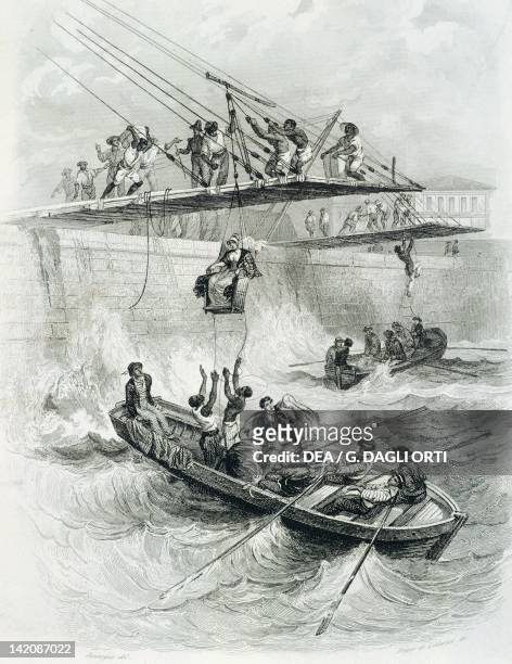 Disembarking at Saint Denis, Bourbon Island , 19th Century.
