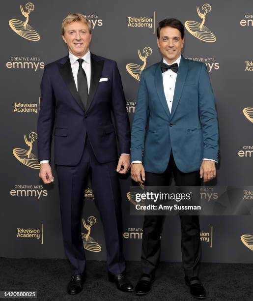 William Zabka and Ralph Macchio attend the 2022 Creative Arts Emmys at Microsoft Theater on September 04, 2022 in Los Angeles, California.