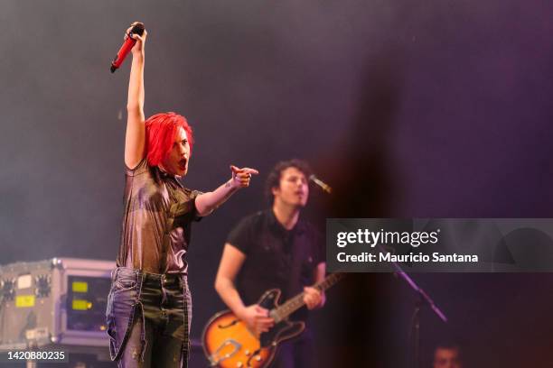 Hayley Williams singer member of the band Paramore performs live on stage on November 1, 2014 in Sao Paulo, Brazil.