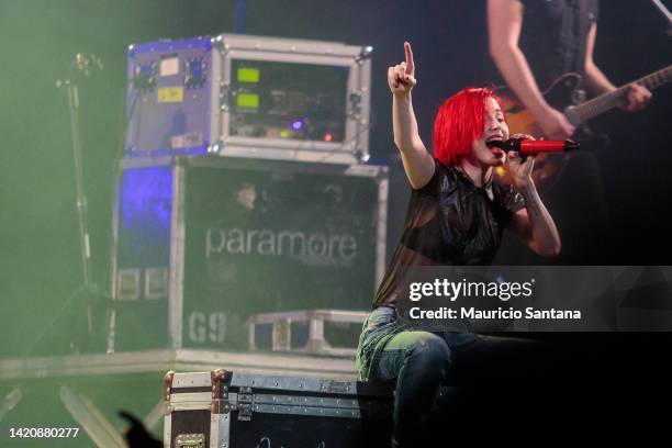 Hayley Williams singer member of the band Paramore performs live on stage on November 1, 2014 in Sao Paulo, Brazil.