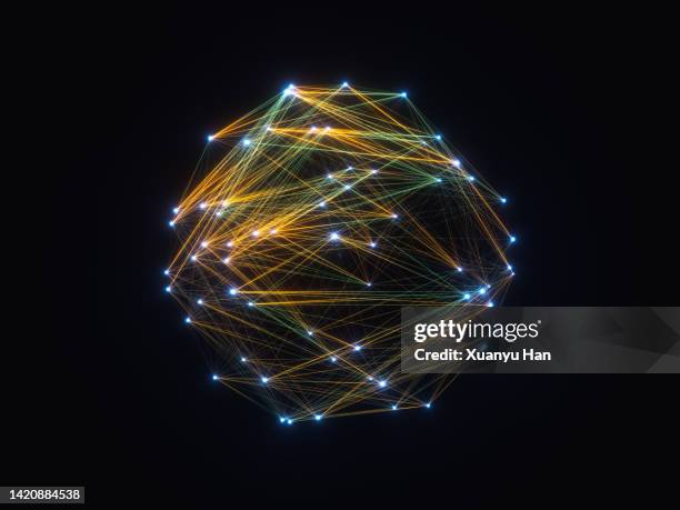 abstract particle connection network background - wire balls stockfoto's en -beelden