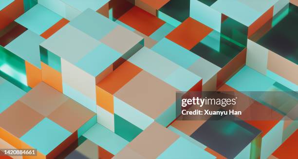 3d abstract stacked cube - multi colored skirt bildbanksfoton och bilder