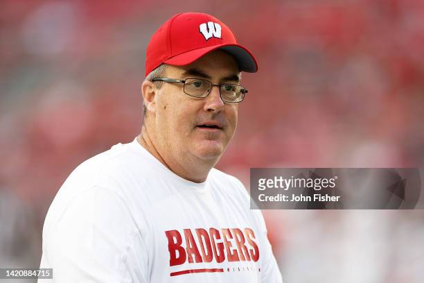 Head coach Paul Chryst of the Wisconsin Badgers before the game against the Illinois State Redbirds at Camp Randall Stadium on September 03, 2022 in...