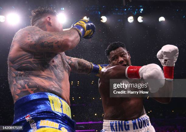 Luis Ortiz punches Andy Ruiz Jr. To a unanimous decision loss during a WBC world heavyweight title eliminator fight on September 04, 2022 in Los...