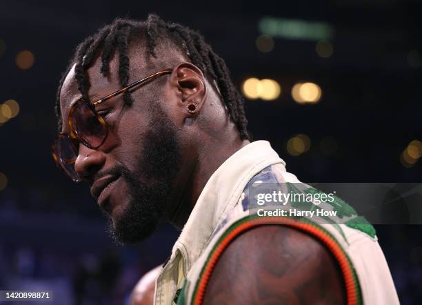 Deontay Wilder in the ring after a unanimous decision win by Andy Ruiz Jr. Over Luis Ortiz during a WBC world heavyweight title eliminator fight on...