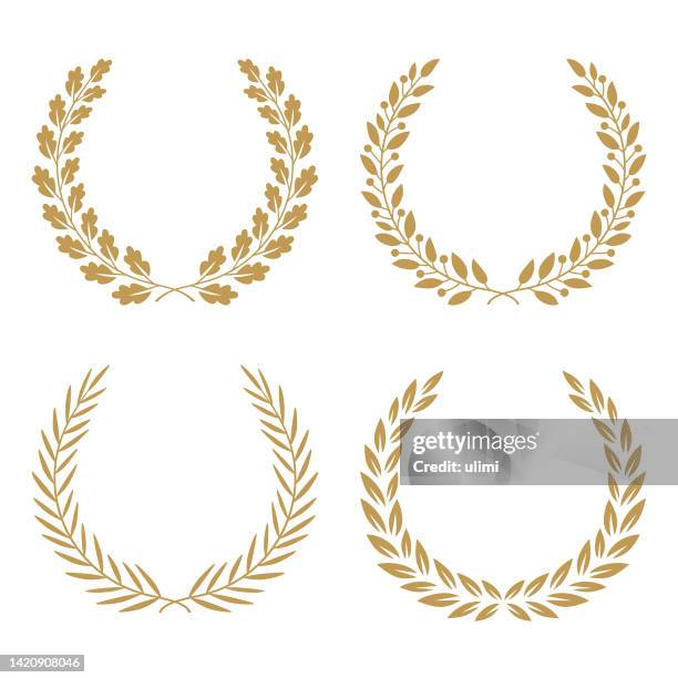 stockillustraties, clipart, cartoons en iconen met golden wreaths - bloemenkrans