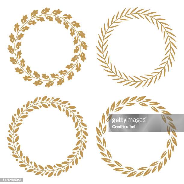 floral wreaths - olive branch stock illustrations