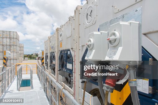 Shipping Reefer Container Plug Yard High-Res Stock Photo - Getty Images