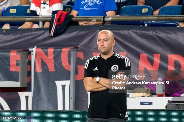 New York City FC Nick Cushing during a game between New York City FC and New England Revolution at Gillette Stadium on September 4, 2022 in...