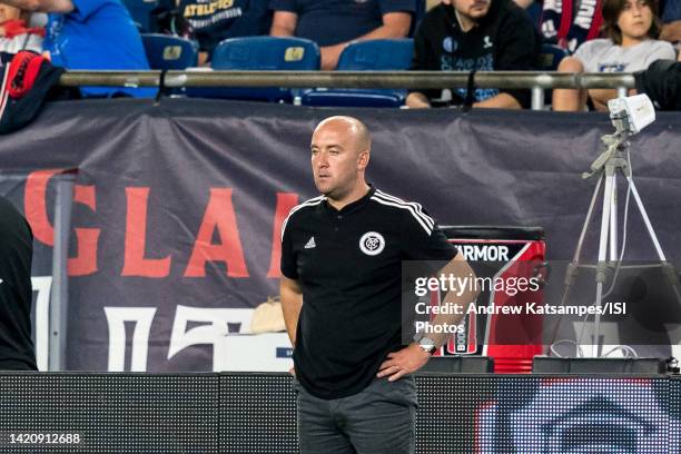 New York City FC Nick Cushing during a game between New York City FC and New England Revolution at Gillette Stadium on September 4, 2022 in...