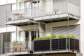 Solar panels on Balcony of  Apartment Building