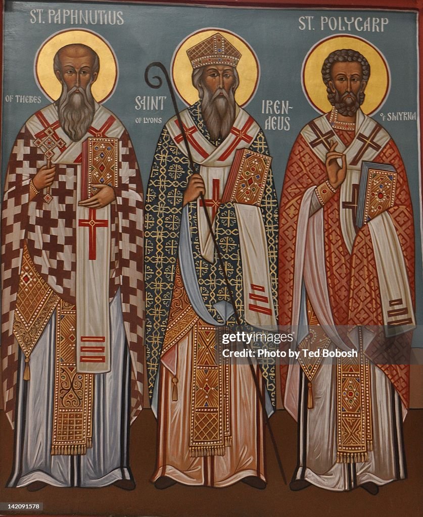 Icon: St. Paphnutius, St. Irenaeus, St. Polycarp