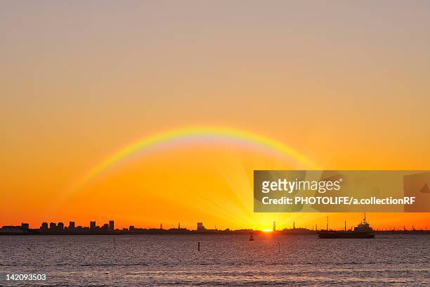 rainbow over makuhari - chiba city stock pictures, royalty-free photos & images