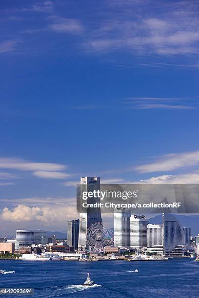 skyline of minatomirai, yokohama city, kanagawa prefecture, honshu, japan - yokohama skyline stock pictures, royalty-free photos & images