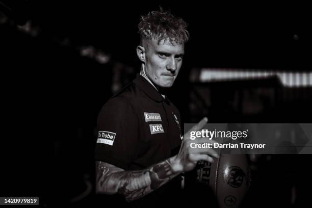 John Noble of the Magpies poses for a photo during a Collingwood Magpies AFL media opportunity at AIA Centre on September 05, 2022 in Melbourne,...