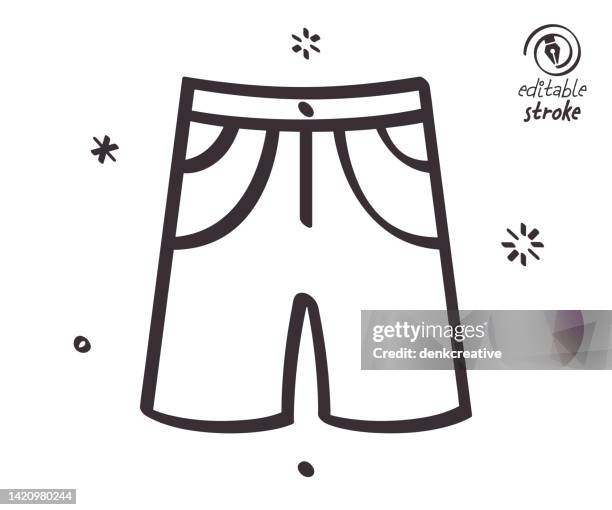 ilustraciones, imágenes clip art, dibujos animados e iconos de stock de ilustración de línea lúdica para pantalones cortos - frase breve