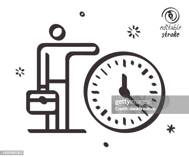 illustrazioni stock, clip art, cartoni animati e icone di tendenza di illustrazione della linea giocosa per la percezione del tempo - early termination