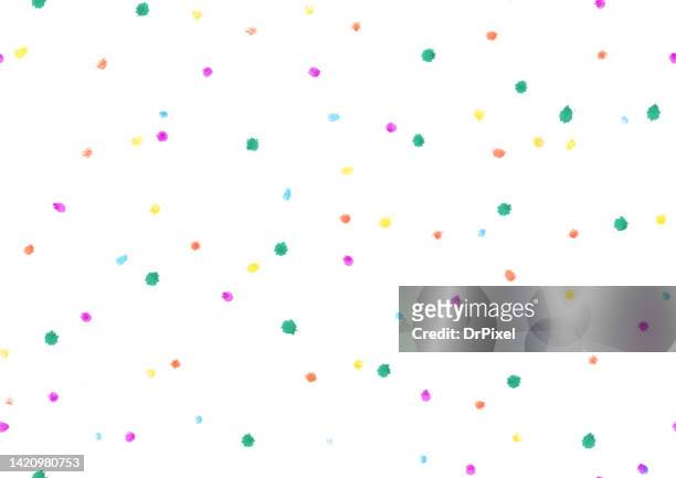 childish drawing made of small colorful dots - seamless pattern - red polka dot stock pictures, royalty-free photos & images