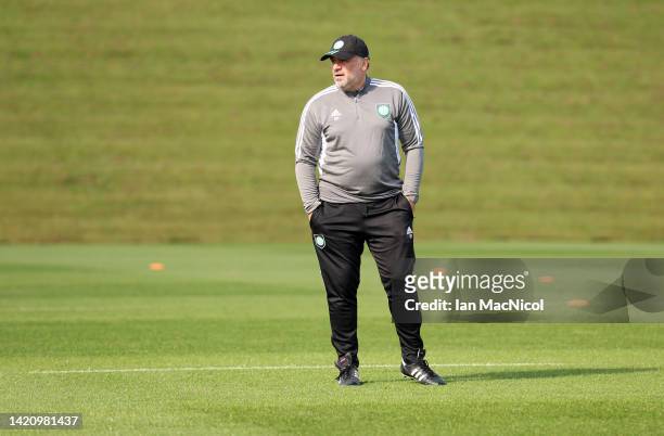 Celtic manager Ange Postecoglou is seen at a training sessio ahead of their UEFA Champions League group F match against Real Madrid at Celtic Park on...