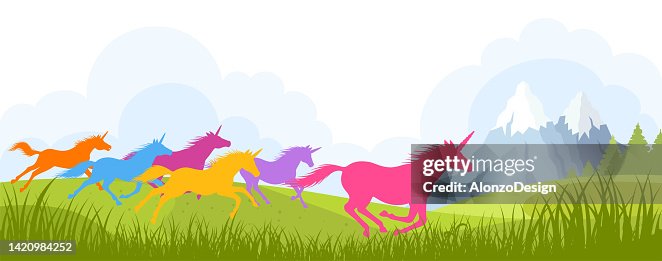 Freedom. Running Unicorns. Mysterious animal. Freedom. Running Unicorns. Mysterious animal.